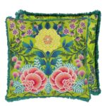 Brocart Decoratif Embroidered Lime Cushion