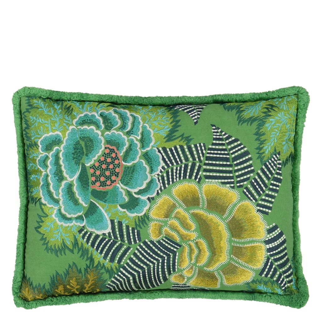 Rose de Damas Embroidered Jade Cushion - Bild 3