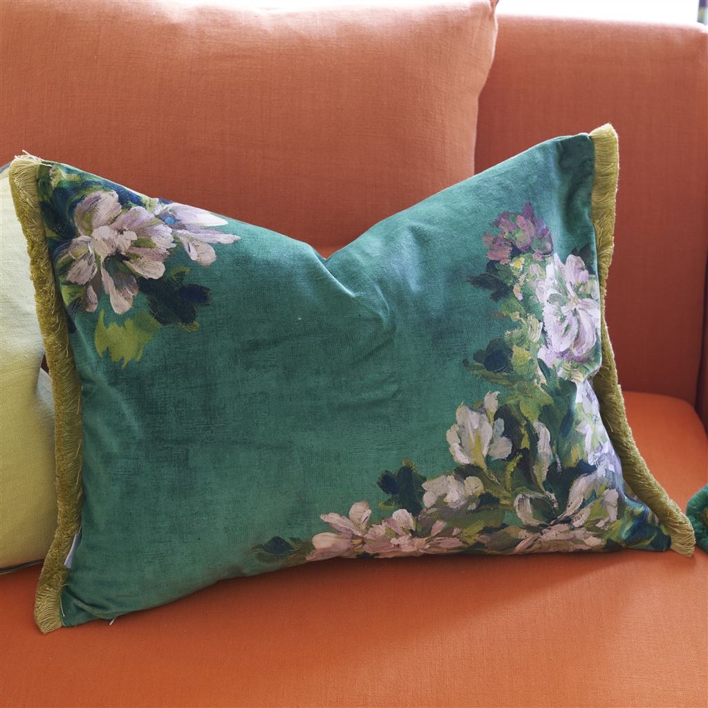 Fleurs d artistes Velours Vintage Green Cushion - Bild 6