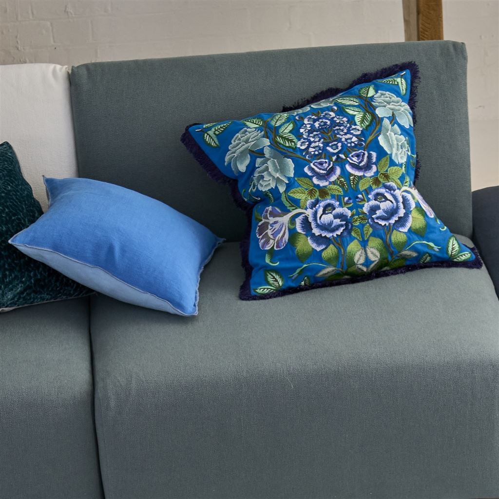 Eleonora Embroidered Cobalt Cushion - Bild 8