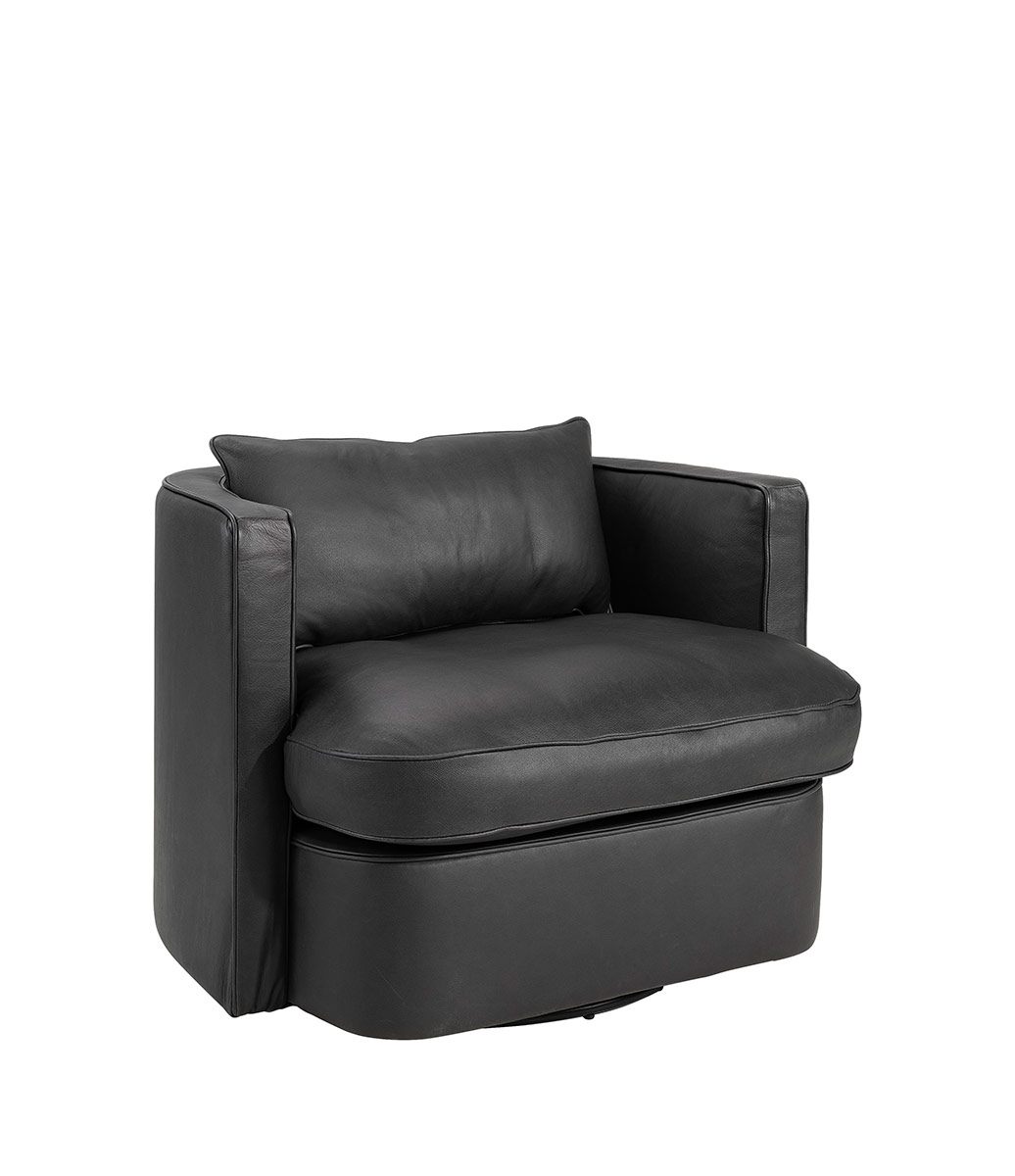 JOAN snurrbar skinnfåtölj